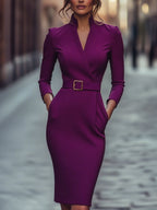 Women’s Spring Belted Wrap Midi Dress